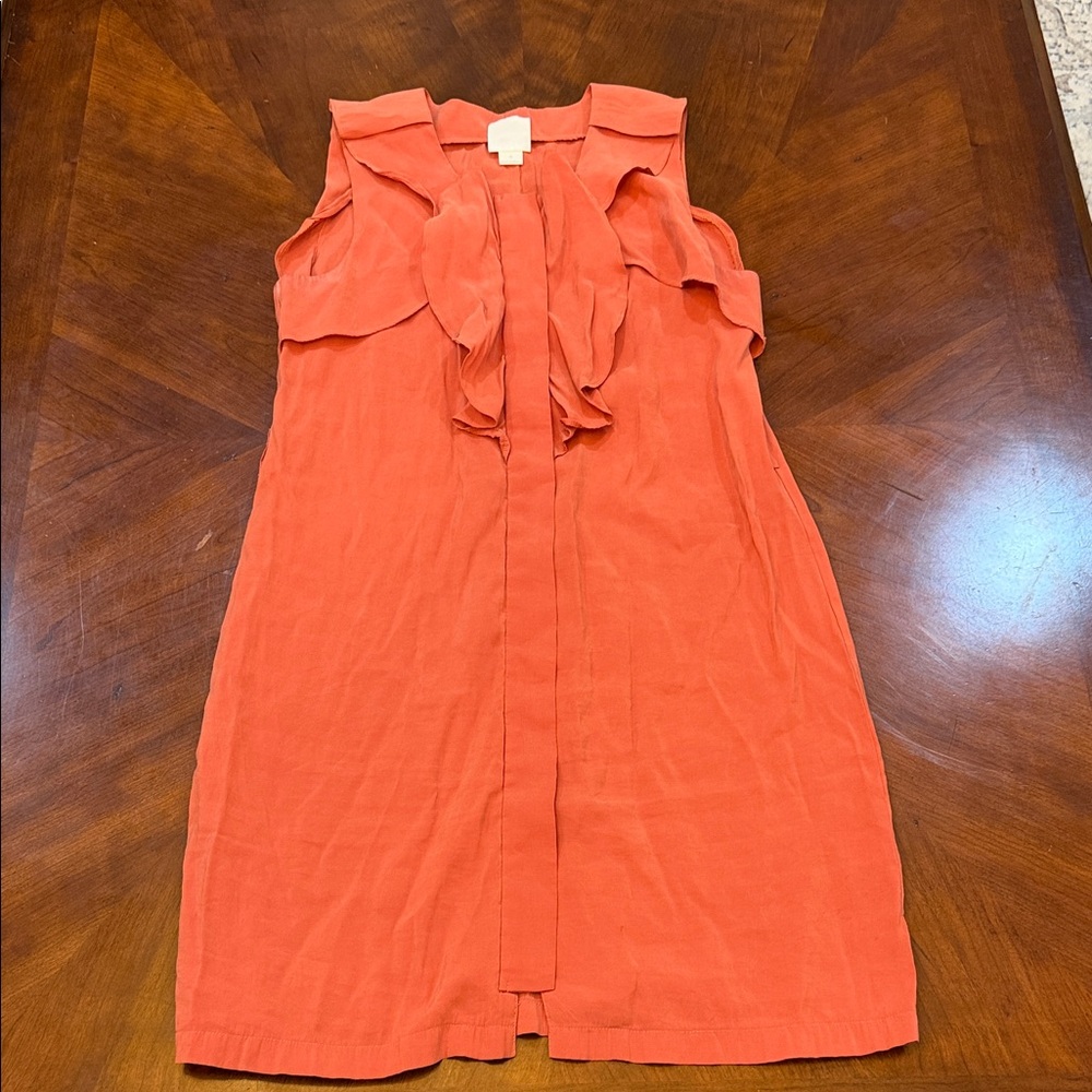Line & Dot Orange Sleeveless Midi Dress